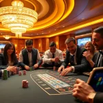 Engaging players enjoying a thrilling mm88 kjc casino experience with poker chips and a roulette wheel.