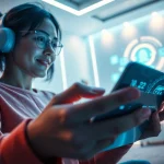 Exciting user interaction with Crushon AI on a futuristic device, showcasing innovative technology.