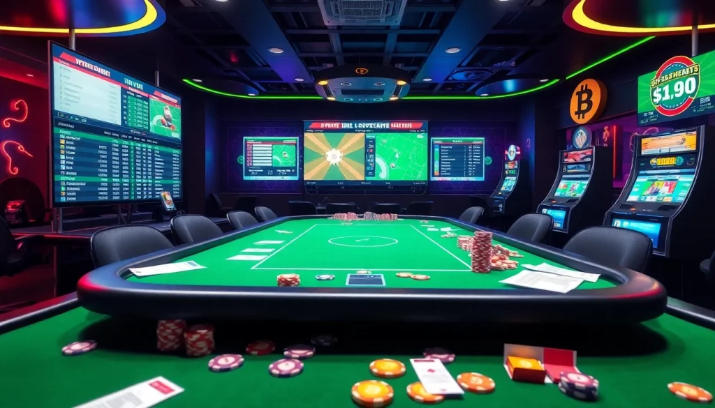 Engaging scene of paris sportifs crypto showcasing vibrant screens of live betting odds and colorful betting slips.