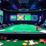 Engaging scene of paris sportifs crypto showcasing vibrant screens of live betting odds and colorful betting slips.