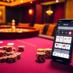 RIKVIP app showcased on a smartphone among luxurious casino elements like poker chips and a roulette wheel.