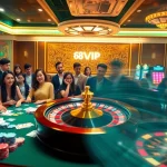 Experience the excitement of Đăng Nhập Nhà Cái 68VIP with vibrant casino tables and engaging players.
