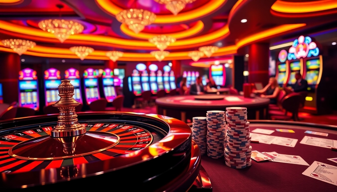 Exciting GO99 online gambling interface showcasing vibrant poker chips and roulette wheel.