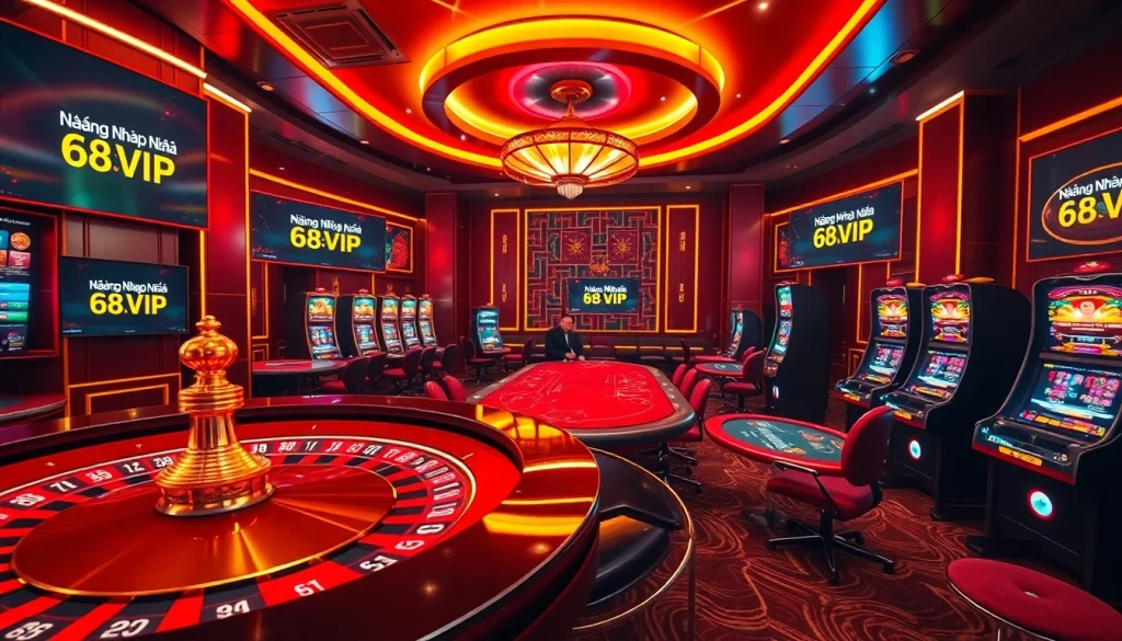 Experience the thrill of Đăng Nhập Nhà Cái 68VIP at a luxury casino table with stunning visuals.
