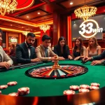 Players enjoying excitement at the 33win casino table, engaging in thrilling roulette games.